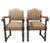 Set of Mid-Century Spanish Chestnut Armchairs, 1940s For Sale