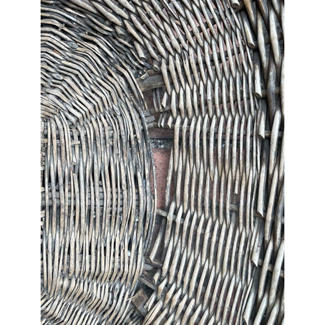 Wood Antique Wicker Laundry Basket For Sale - Image 7 of 9