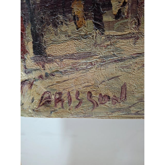 Marcel Brisson "French Flower Vendor" Original Oil Painting C.1950 For Sale - Image 11 of 12