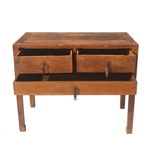 Antique Chinese Three-Drawer Side Table For Sale - Image 4 of 5