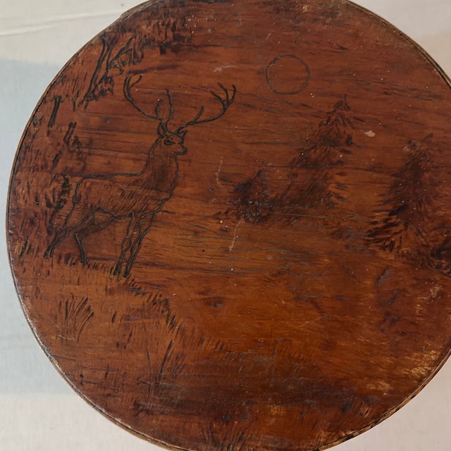 Antique Pantry Box W/ Deer Carving on Lid For Sale - Image 4 of 10