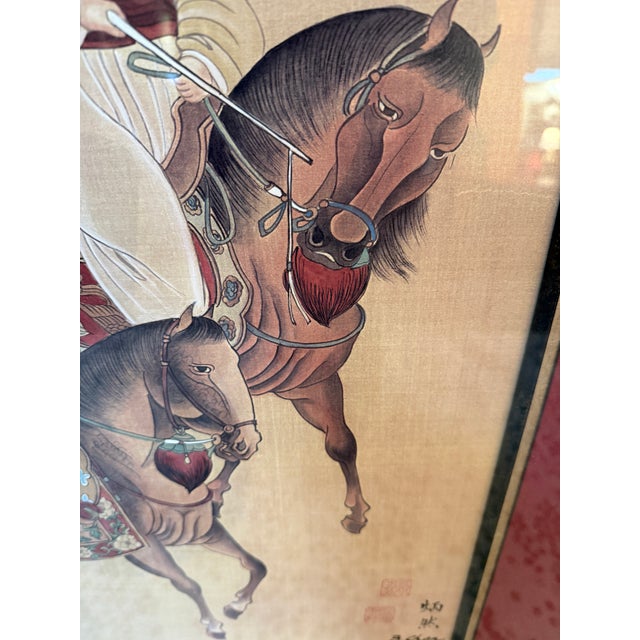 B. Chan Ladies of the Court on Tang Horseback Print on Silk, Framed For Sale - Image 10 of 12