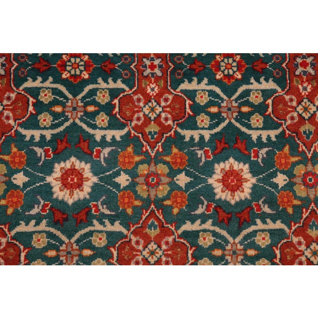 Shabby Chic 1990's Pak-Persian Green/Rust Wool Rug - 8'2'' X 10'3'' For Sale In New York - Image 6 of 9