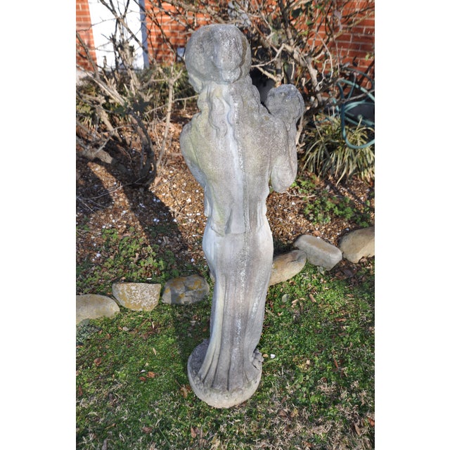 Concrete Statue of Roman Woman Holding Grapes | Chairish