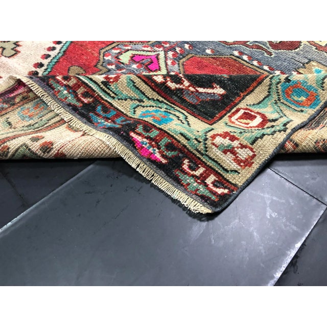 Turkish Handmade Boho Red Medallion Design Large Runner Rug - 4′4″ × 11′6″ For Sale - Image 4 of 11