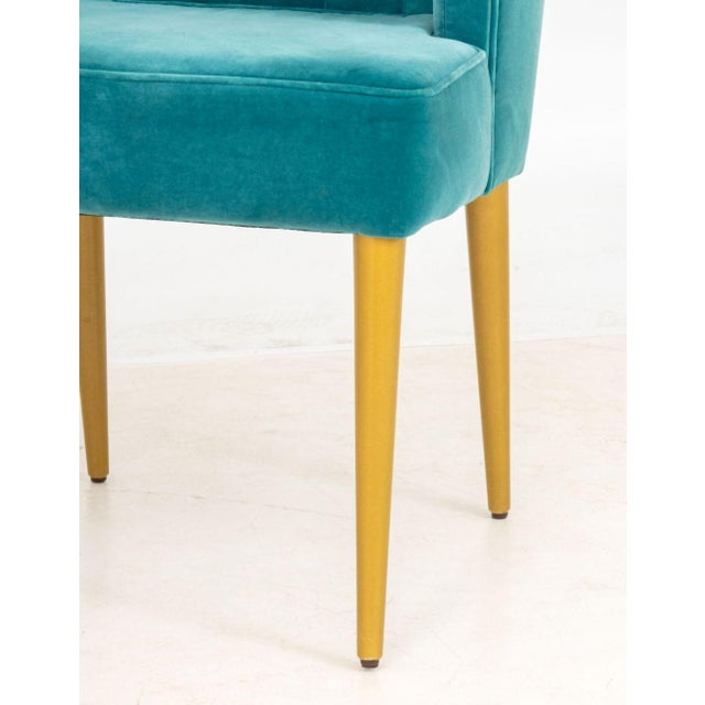 Early 21st Century Brabbu Blue Velvet Upholstered Side Chair For Sale - Image 5 of 9