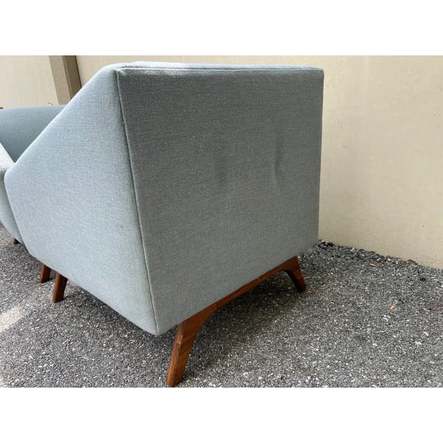 Modern Cube Lounge Chairs With Walnut Base For Sale - Image 10 of 14