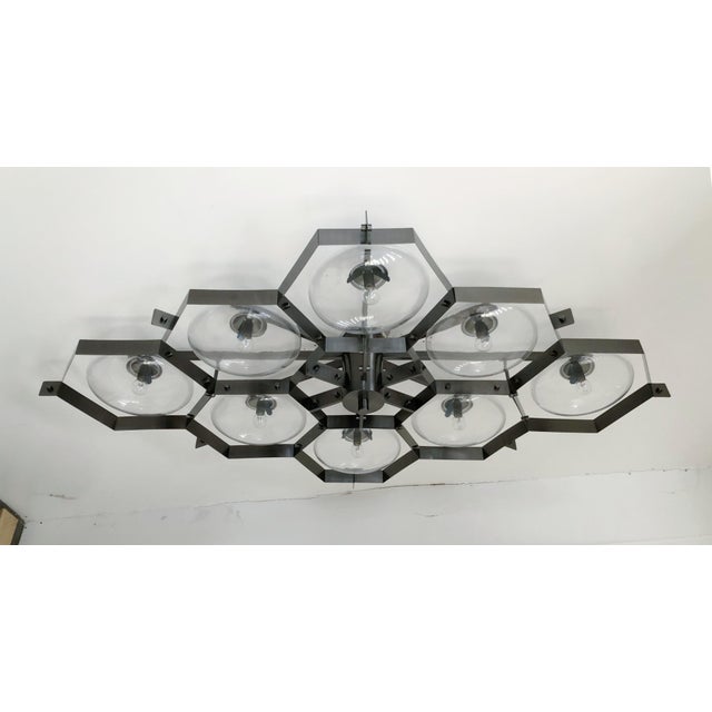 Fabio Ltd 21st Century Beehive Satin Black Nickel Clear Murano Flush Mount by Fabio LTD For Sale - Image 4 of 9
