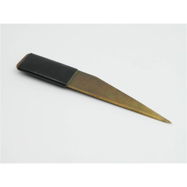 Vintage Letter Opener in Brass with Leather Handle by Carl Auböck for Werkstätte Carl Auböck For Sale - Image 10 of 11