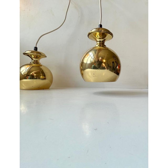 Vintage Brass Pendant Lamps attributed to Hans-Agne Jakobsson for Markaryd, 1960s, Set of 2 For Sale - Image 9 of 13