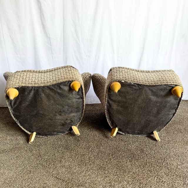 Tan Post Modern Ascending Clam Shell Lounge Chairs - A Pair For Sale - Image 8 of 9