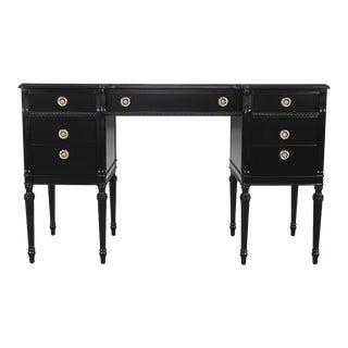 Irwin Furniture Louis XVI Black Lacquered Desk For Sale