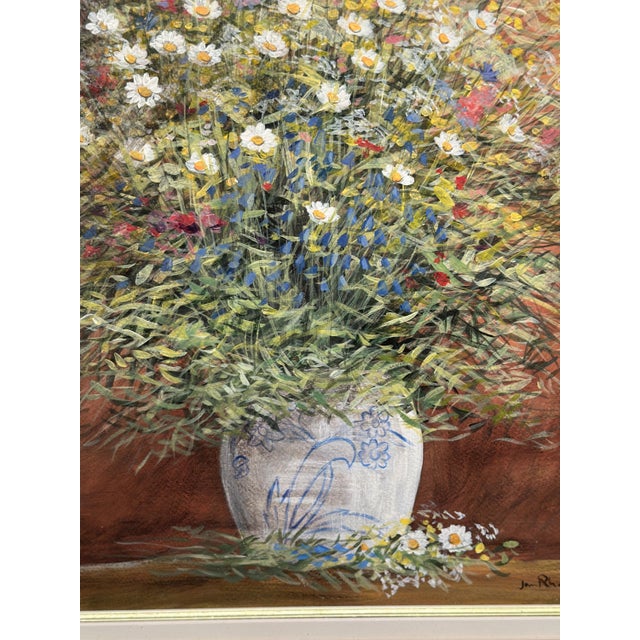 Jan Rhodin, Summer Flowers in a Pot, 1950s, Oil on Panel, Framed For Sale - Image 13 of 17