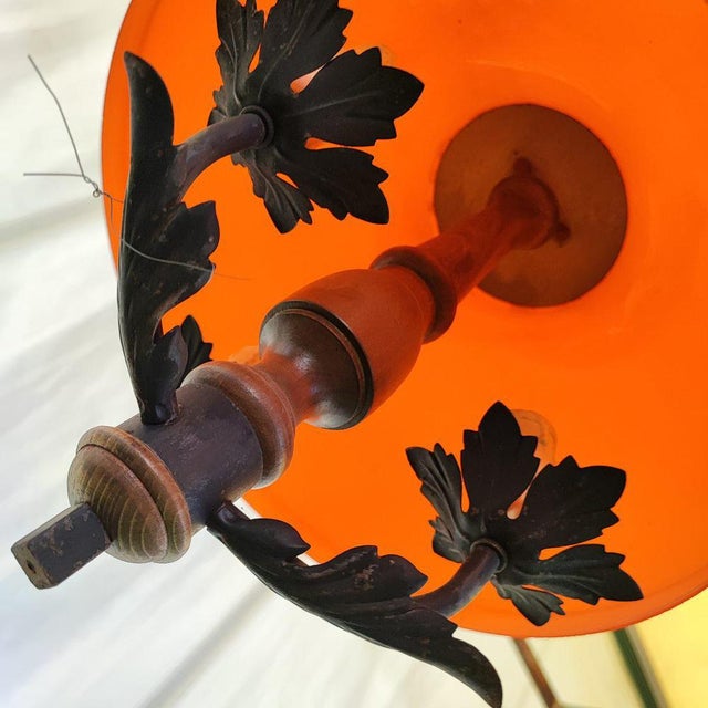 Vintage Metal & Glass Hanging Light, 1950s For Sale - Image 6 of 9