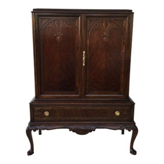 Vintage Mahogany Cabinet With Mirror Interior For Sale