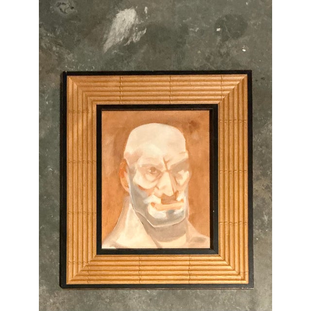 Hollywood Regency Vintage Boho Original Portrait of Man For Sale - Image 3 of 7