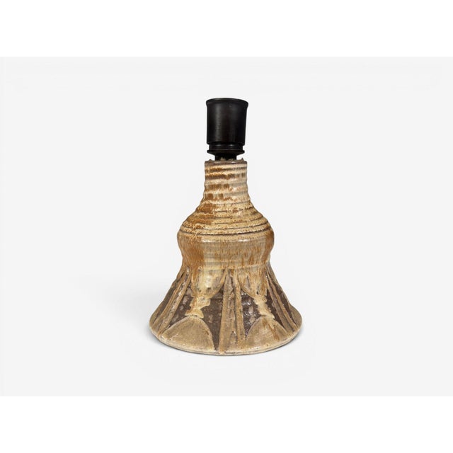 1960s 1960s Bj Keramik, Brutalist Table Lamp, Beige Stoneware, Denmark For Sale - Image 5 of 9
