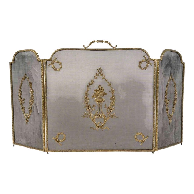 Napoleon III Fire Screen with Bronze Panels, 1800s For Sale