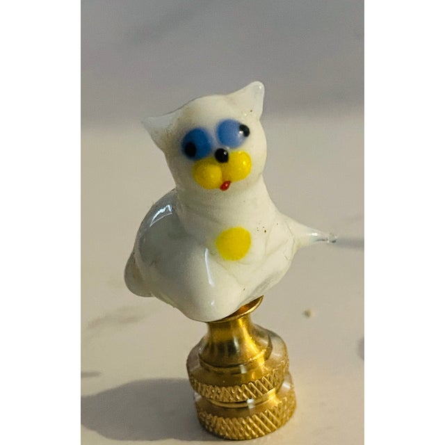Shabby Chic 1970s Art Glass White Cat Figurine Lamp Finial For Sale - Image 3 of 3