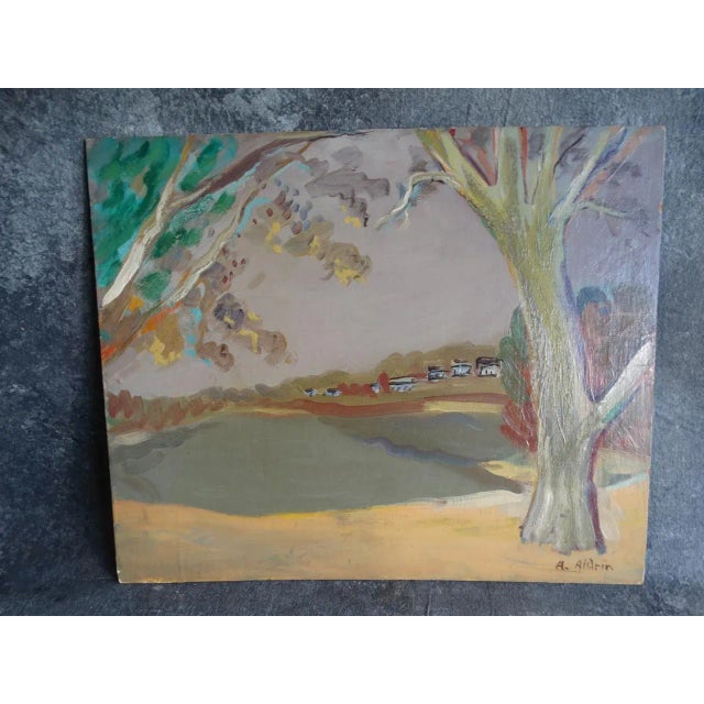 Mid 20th Century "View of Silverlake" Painting by Anders Aldrin For Sale In Los Angeles - Image 6 of 6