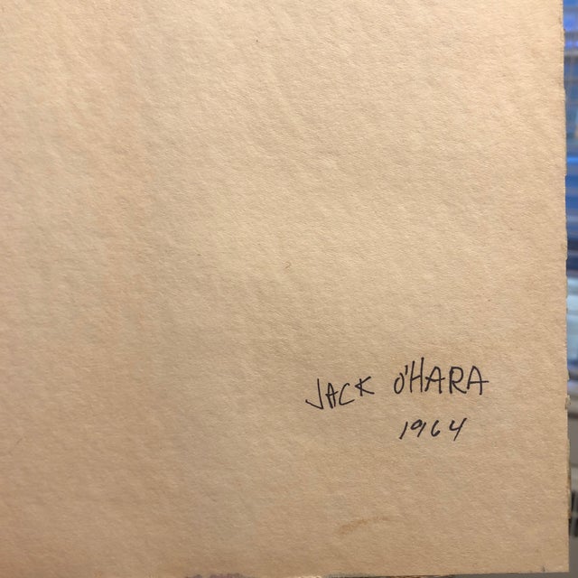 1964 Jack O'Hara Manscape Watercolor Painting With Collage Chairish