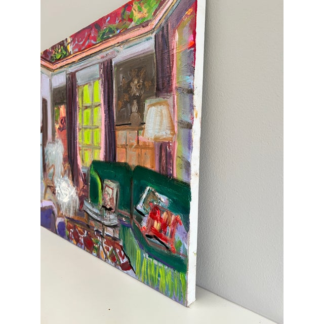 English Painting of Interior Shann Spishak Studio "Velvet for the Taking" Original Oil For Sale - Image 3 of 5