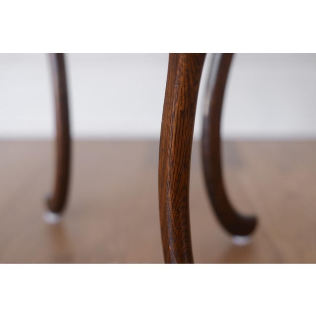 Brown Small Antique Art Nouveau Style Two-Tier Tiger Oak Side Table For Sale - Image 8 of 10