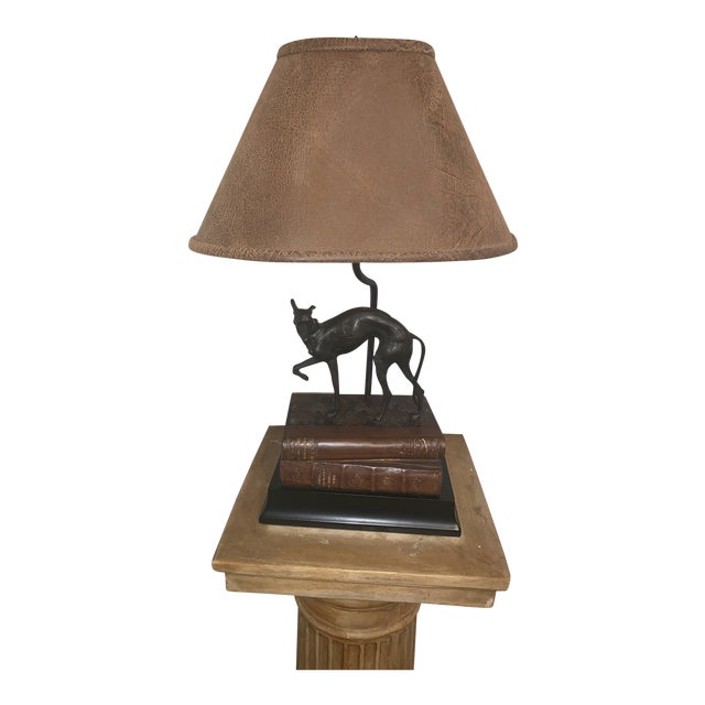 Table Lamp in a Traditional Style Bronze Dog Motif Table Lamp, Reduced