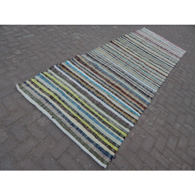 Vintage Striped Turkish Chaput Rug - 3′11″ × 10′6″ For Sale - Image 9 of 9