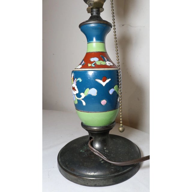 1930s Rare Antique Austrian Amphora Pottery Cast Iron Brass Electric Table Lamp For Sale - Image 11 of 11