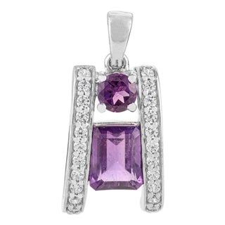 Modernist 5.22 Carat Purple Amethyst Silver Charm Pendant by Carat&her - Gift for Her For Sale