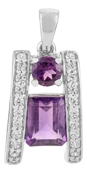 Modernist 5.22 Carat Purple Amethyst Silver Charm Pendant by Carat&her - Gift for Her