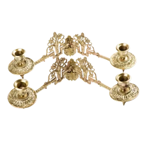 1920s Antique Bronze Double Wall or Piano Candle Sconces / Holders - a Pair