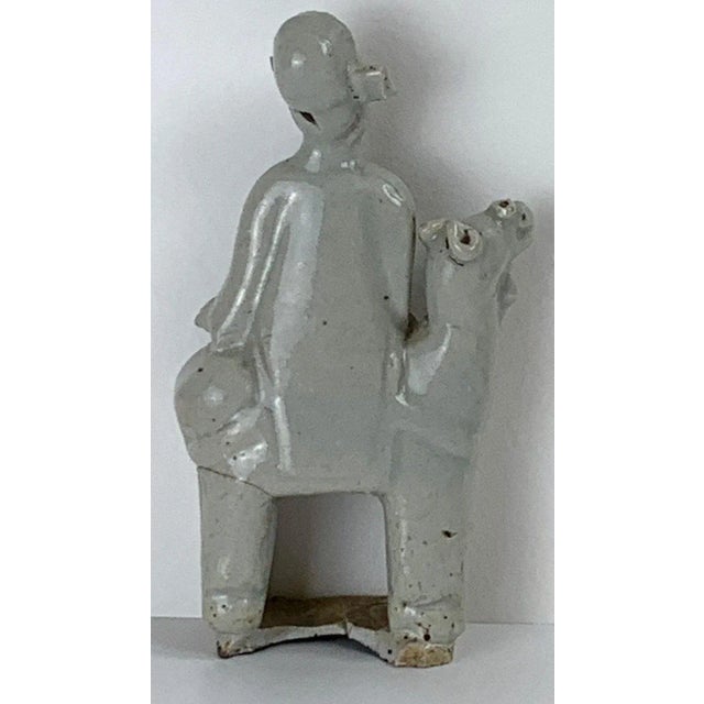 15th Century & Earlier 15th Century & Earlier Song Dynasty Chinese Celadon Porcelain Horse and Rider on Later Lucite Pedest For Sale - Image 5 of 13