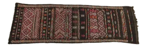 Vintage Moroccan Tuareg Black Runner Rug