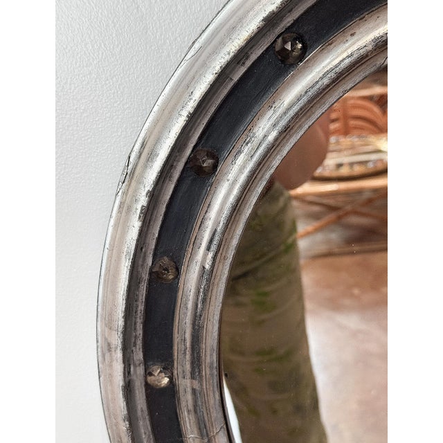 Irish Ebonized and Silver Parcel Gilt Oval Wall Mirror (H 23 1/4 X W 19 1/4) For Sale - Image 4 of 9