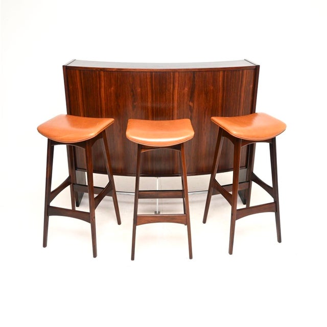 Vintage Danish Drinks Bar and Stools by Erik Buch and Johannes Andersen from Dyrlund, 1960, Set of 4 For Sale - Image 11 of 11