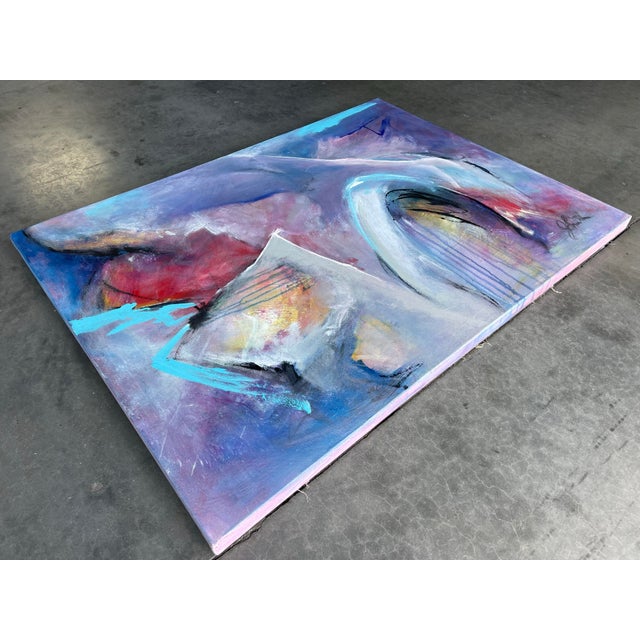 Original contemporary abstract studio painting on canvas with strong movement and layered color. Large scale at 48x36, so...