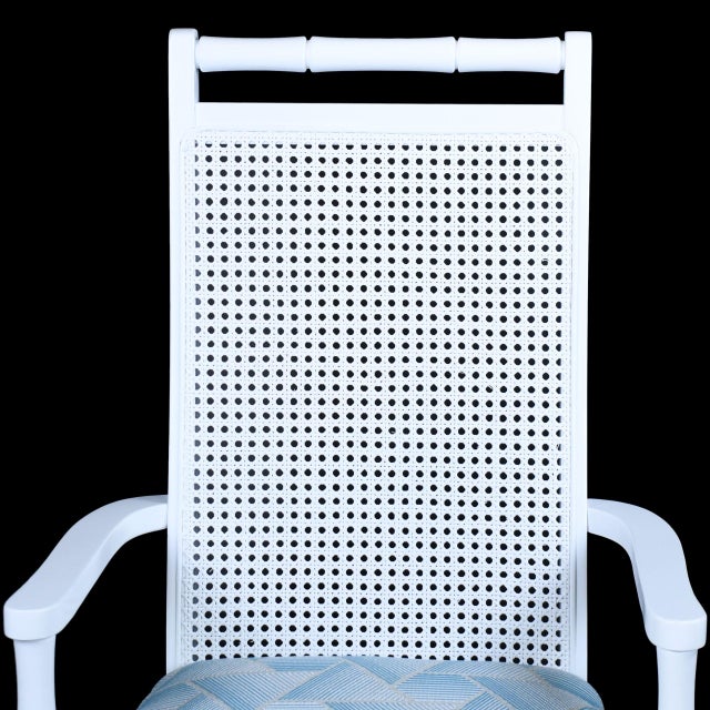 Set of 6 Faux Bamboo and Cane White Chairs For Sale In West Palm - Image 6 of 7