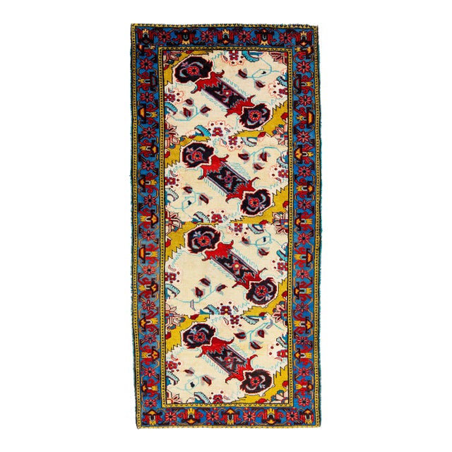 1960s 1960s Multicolor Persian Shiraz Wool Rug With Allover Pattern For Sale