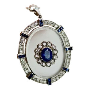 Rock Crystal Pendant Sapphire Diamonds 18k