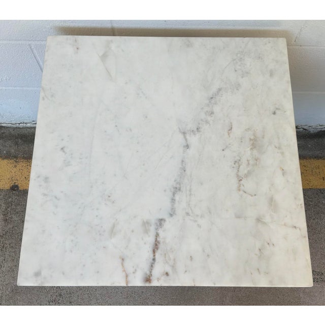 Modern Sculptural White Marble and Bronze Tubular Side Table For Sale - Image 4 of 6