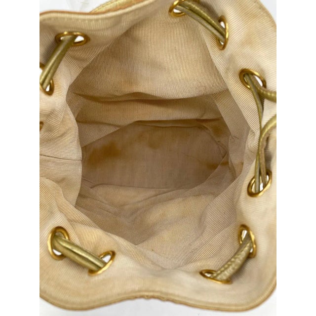 Animal Skin Vintage Salvatore Ferragamo Ganchini Clear Acrylic Bucket Bag with Gold Pouch For Sale - Image 7 of 9