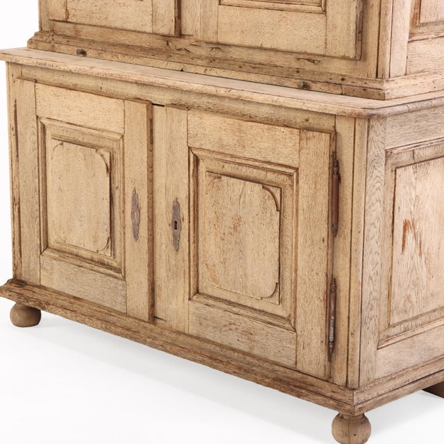 Wood A Belgian Oak, Two-Part Paneled Cupboard, Mid 19th C. For Sale - Image 7 of 7