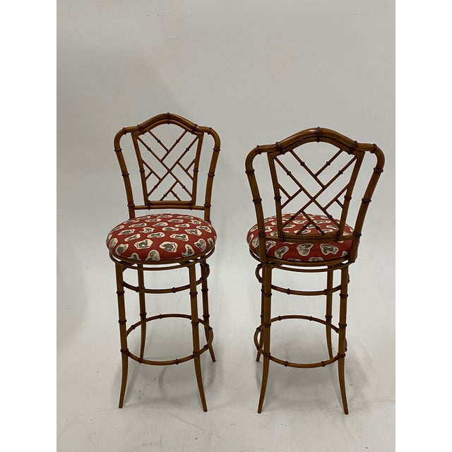 Faux Bamboo Swivel Counter Stools Pair Chairish