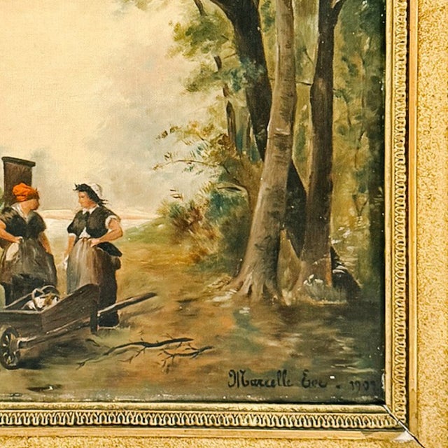 Antique 20th Century French Barbizon Style Original Oil Painting on Canvas, Signed For Sale In San Diego - Image 6 of 10