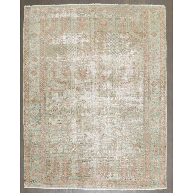 an early 20th Century small square size Worn Rug Details rug no. j3585 size 3'7'' x 4'4''