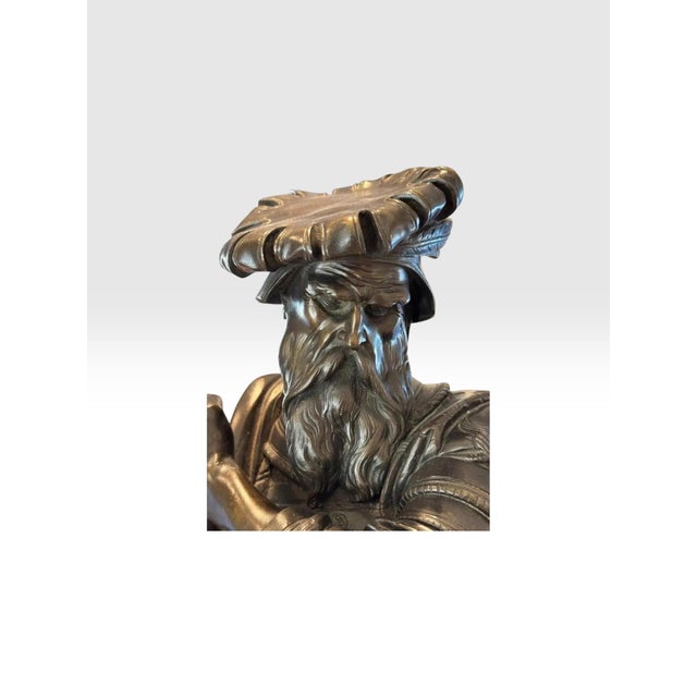 Antique 25” Signed French Bronze Sculpture the Landsknecht by Albert-Ernest Carrier Belleuse For Sale In Portland, ME - Image 6 of 12