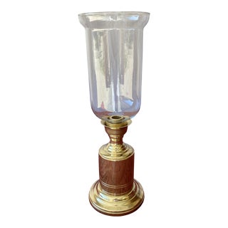1900s Brass Hurricane Candle Holder For Sale