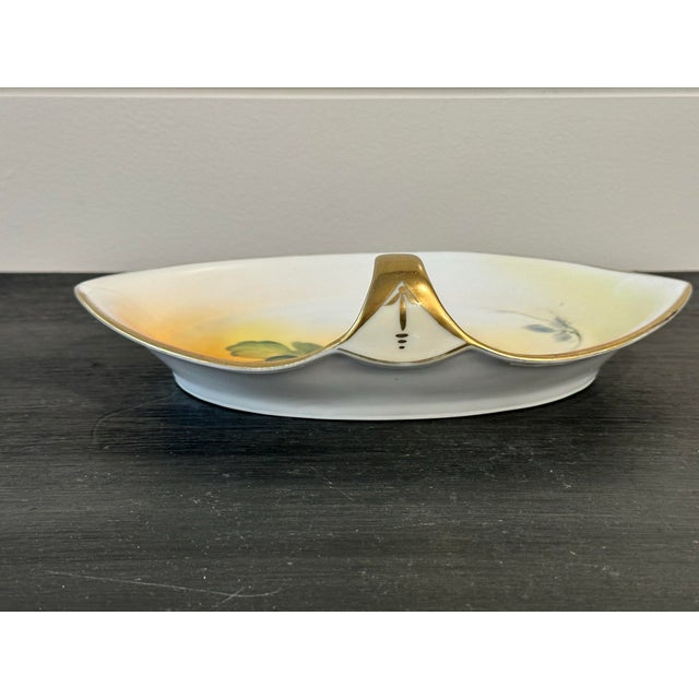 Mid 20th Century Nippon Vintage Hand Painted Japan Trinket Candy Dish With Gilded Handle For Sale - Image 5 of 7